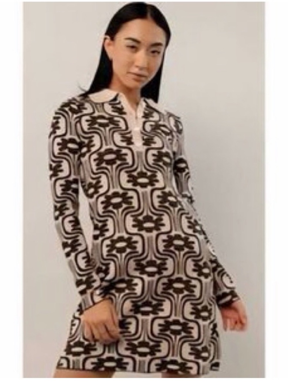 Bohme Retro sweater mini shift dress floral size large NWT